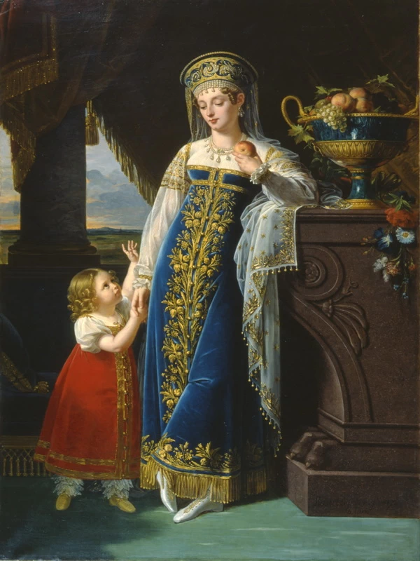 Ritratto della principessa M.F. Baryatinsky con sua figlia Olga, nel matrimonio di Orlov - Davydov